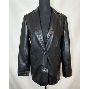 American Eagle Black Faux Leather Jacket Blazer Women's XS NWT